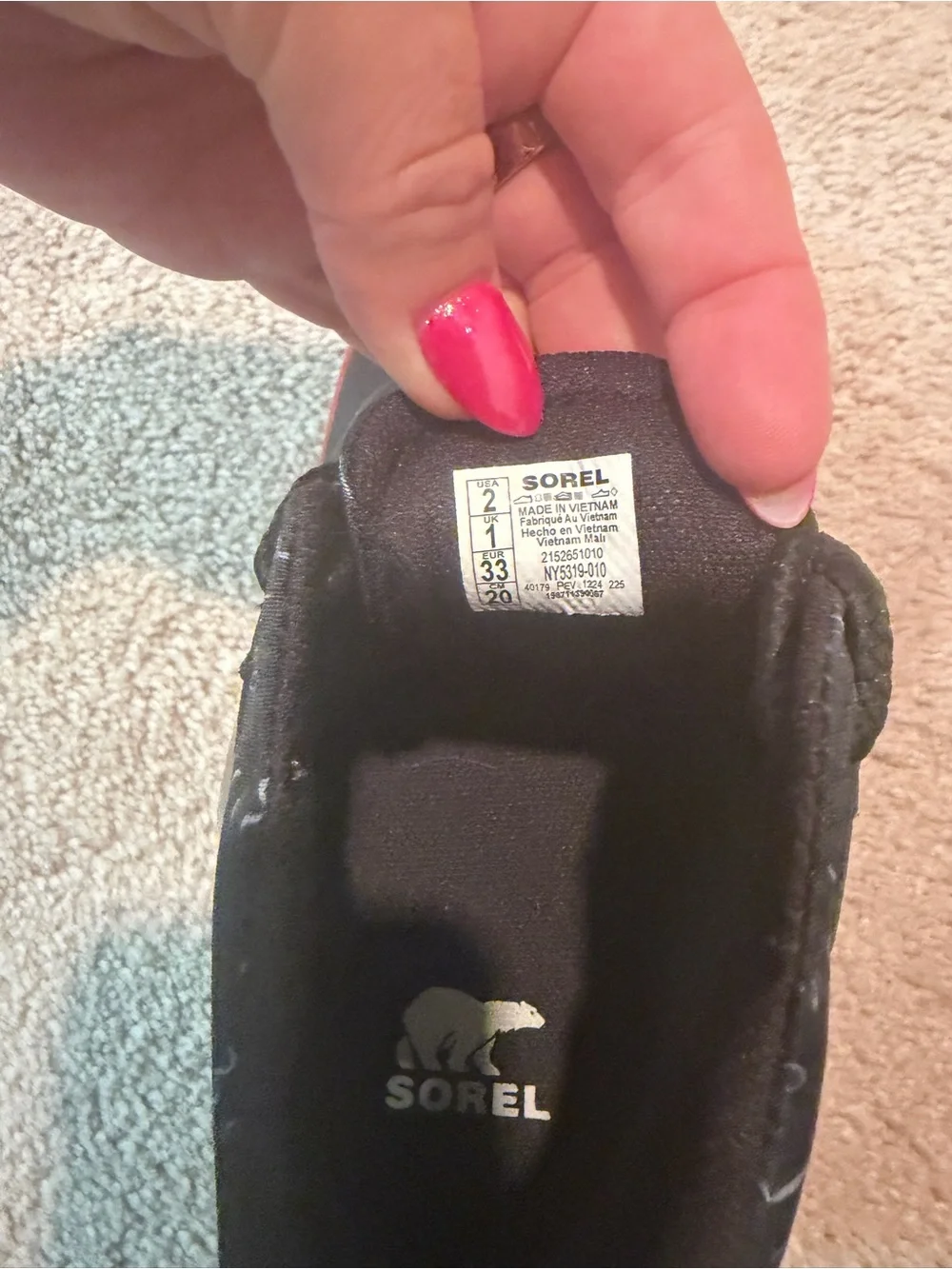 Sorel Kids Black and Red Waterproof Snow Boots